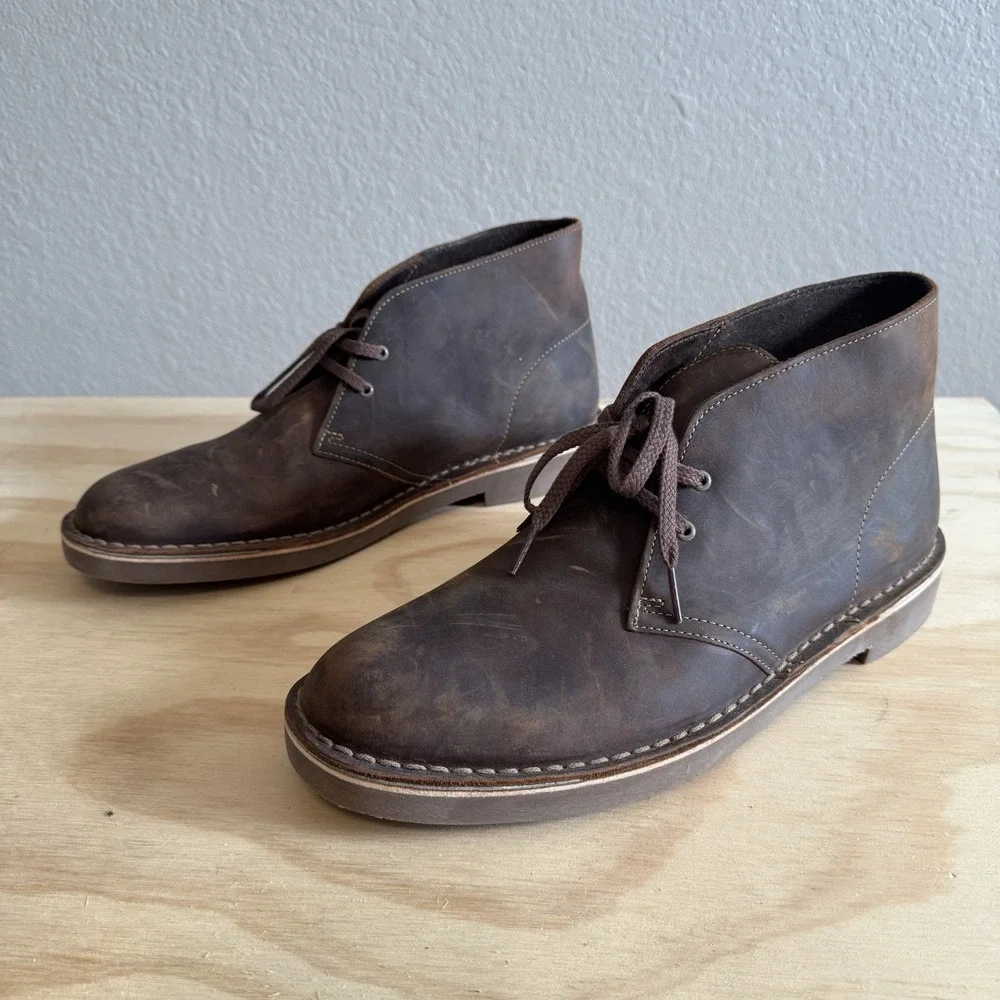 Clark's Men's Size 10.5 Bushacre 2 Chukka‎ Brown Lace Up Boot